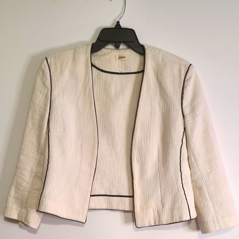 L' Agence Black Silk Trim Jacket.